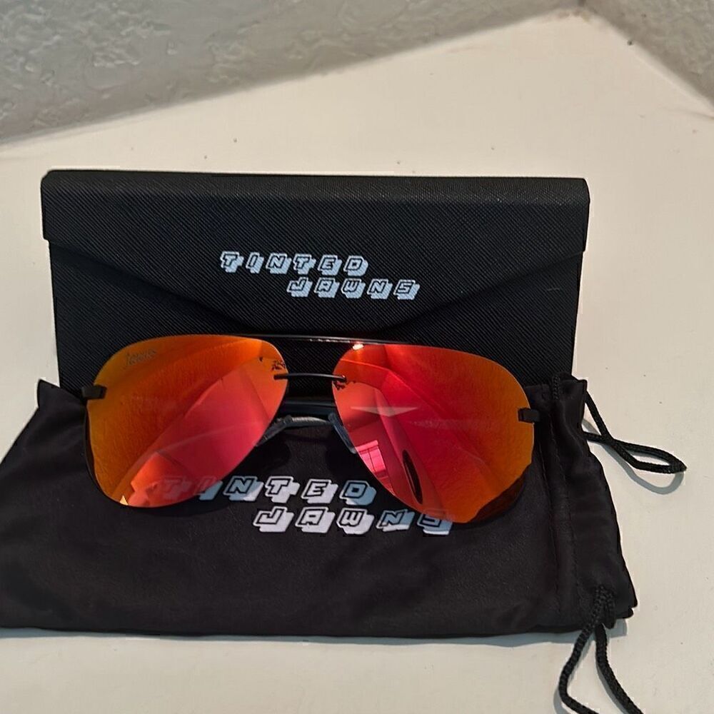 Tinted Jawns Unisex Aviator Sunglasses Polarized Orange Full Inclusion